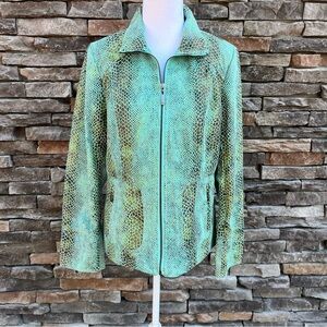 New Dialogue Jacket Green Animal Print Snake Print Size Small